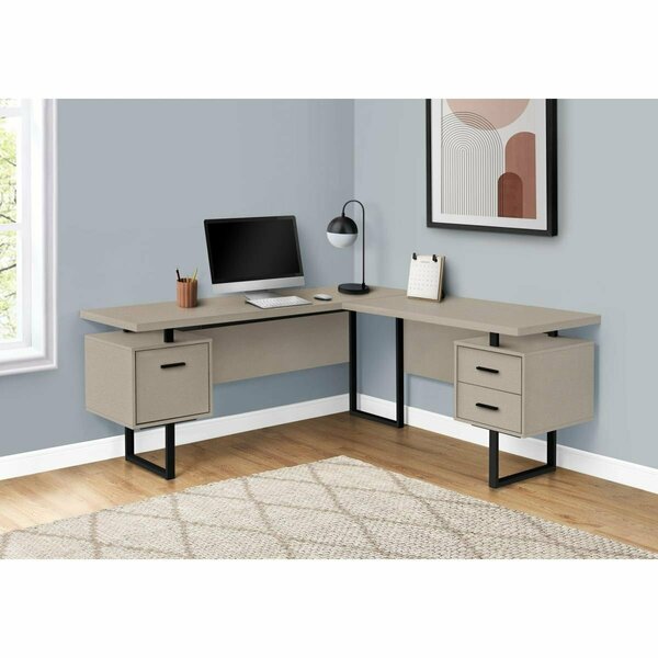 Daphnes Dinnette 70 in. Left & Right Metal Computer Desk Modern Taupe - Black DA3071207